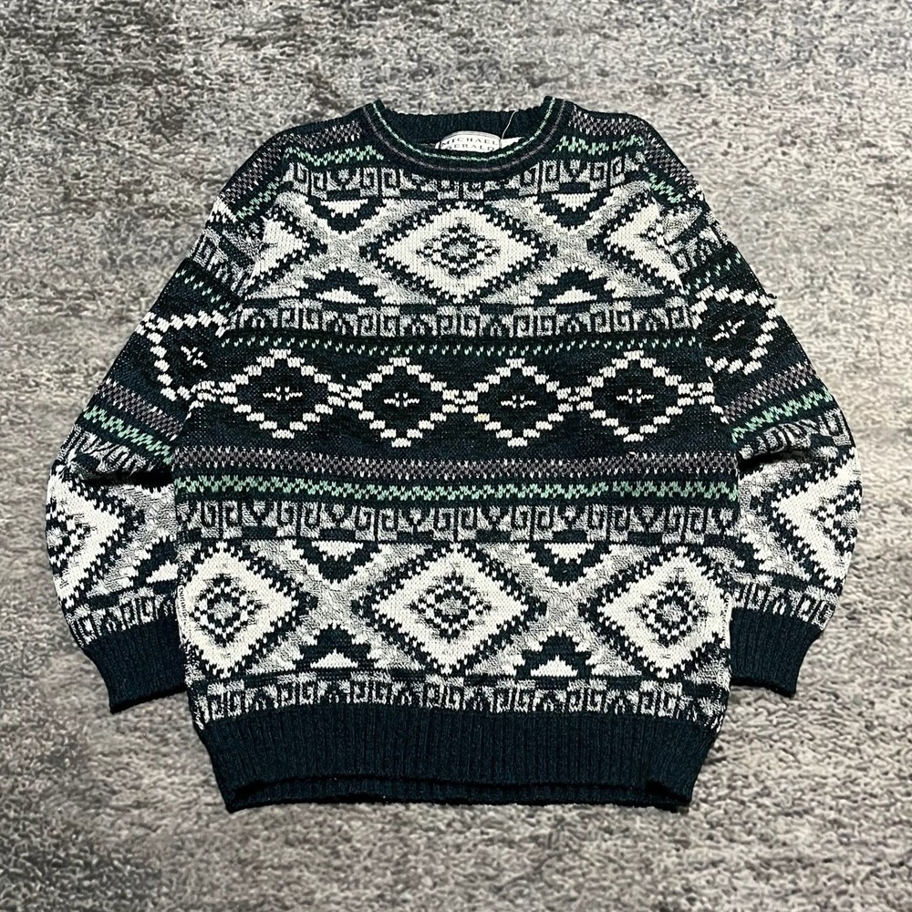 Vintage Michael Gerald Sweater‎ Sweater Size Large Geometric Grandpa Acrylic 90s